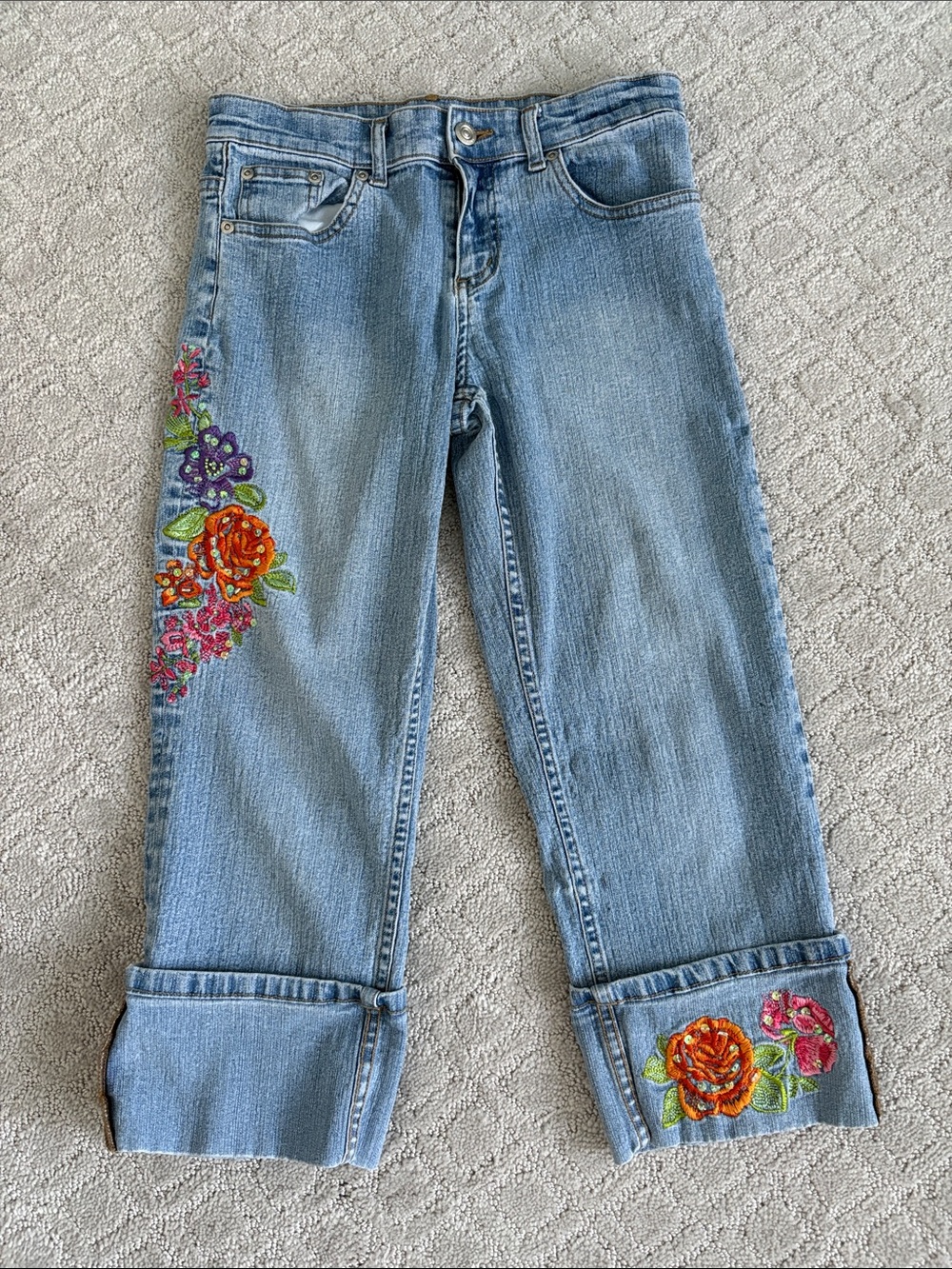 Kids Embroidered Floral with sequins Jeans size 10